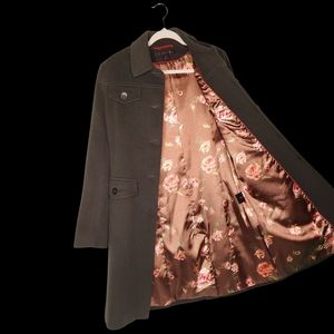 Beautiful rich brown VIA SPIGA WOOL CASHMERE  BLEND TRENCH COAT SIZE 8